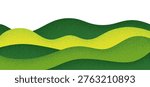 Abstract Tea Fields Pattern. Green Mountains Line Background with Noise Texture. Vector Rice Farm Hills Illustration. Organic Plantation Landscape Bg.