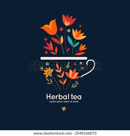 Abstract tea mug design. Vector illustration. Can be used for drink, food and other packaging types. Great for logo, monogram, invitation, flyer, menu, brochure, background or any desired idea.