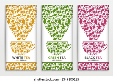 Abstract tea packaging design. Vintage vector ornament template. Elegant, classic elements. Great for food, drink and other package types. Can be used for background and wallpaper.