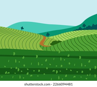 Abstract tea plantation vector design