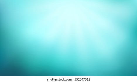 Abstract teal background. Blurred turquoise water backdrop with sunlight. Vector illustration for your graphic design, banner, summer or aqua poster.