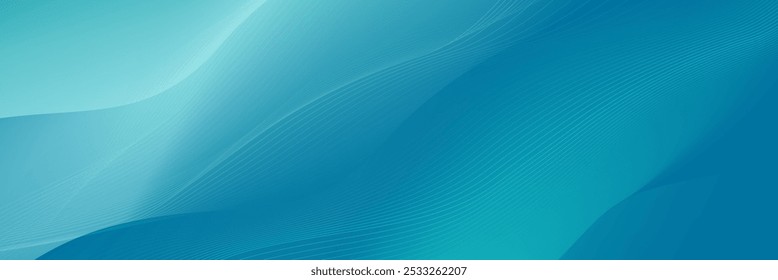 Abstract teal background featuring flowing wave shapes with soft gradients and subtle line patterns, modern and calming design