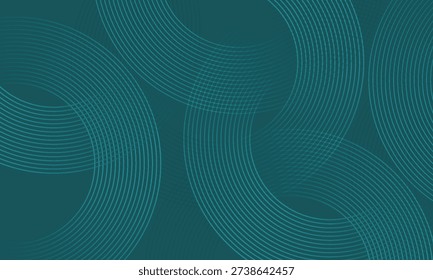 Abstract Teal Background with Overlapping Thin Circular Lines and Ripples