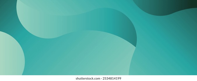 Abstract teal background with smooth curves. The background features a teal gradient and flowing texture, creating a calming teal ambiance. Vector. Gradient flowy background. Green background vector.