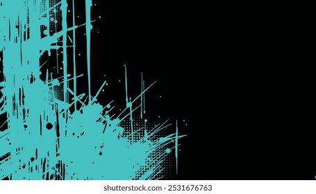 Abstract teal and black distressed grunge background