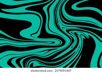 Abstract teal and black swirl design with flowing patterns and smooth curves