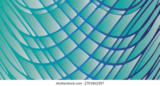Abstraktes Teal und blauer Farbverlauf geometrisches Muster mit gebogenem Li