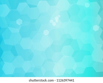 Abstract teal blue ocean or green turquoise hexagon background. wallpaper bokeh illustration vector