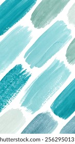 Abstract teal brush strokes, textured paint swatches, artistic background design, modern color palette.