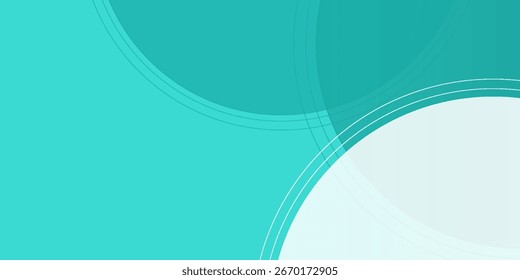Abstract teal color circles background with overlap layer. For wallpaper, cover, banner, poster, placard and presentation. Design wallpaper with lines.