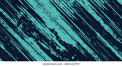 Abstract teal cyan dark navy grunge horizontal brush stroke wood texture background. Distressed peeled paint pattern