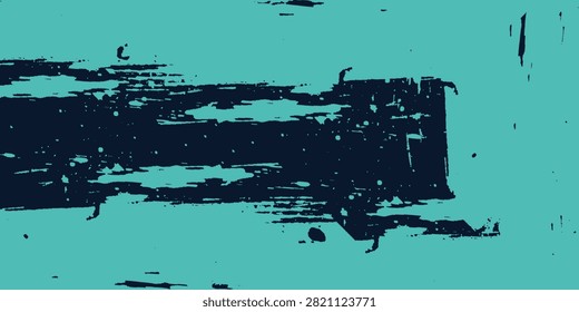 Abstract teal cyan dark navy grunge horizontal brush stroke wood texture background. Distressed peeled paint pattern vector illustration for poster, backdrop.