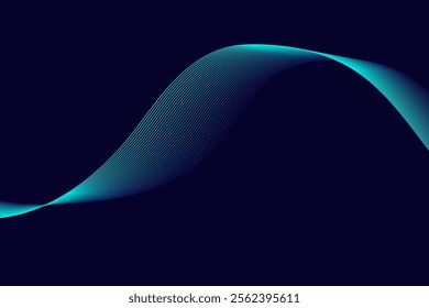 Abstract Teal Flow on Dark Blue Background