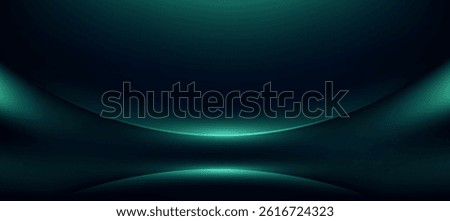 Abstract teal geometric shape on black gradient background.