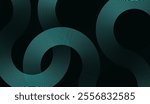 Abstract Teal Green Circular and Wavy Line Pattern on Dark Background - Ideal for Tech, Data, and Networking Themes