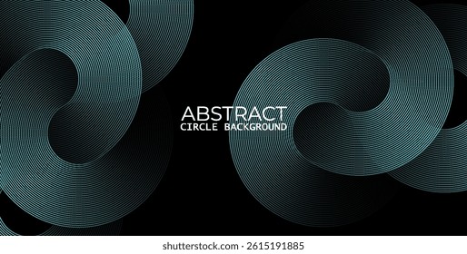 Abstract Teal Green Circular and Wavy Line Pattern on Dark Background - Ideal for Tech, Data, and Networking Themes