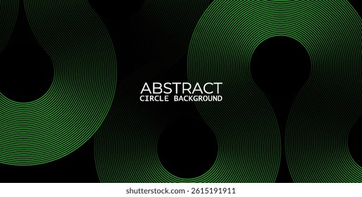 Abstract Teal Green Circular and Wavy Line Pattern on Dark Background - Ideal for Tech, Data, and Networking Themes