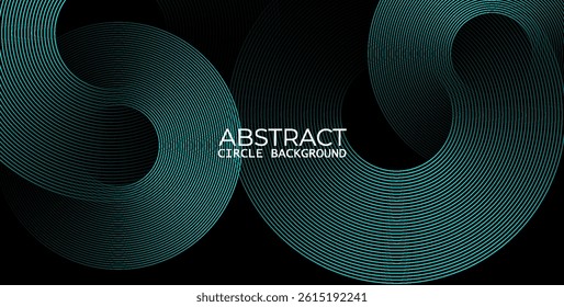 Abstract Teal Green Circular and Wavy Line Pattern on Dark Background - Ideal for Tech, Data, and Networking Themes