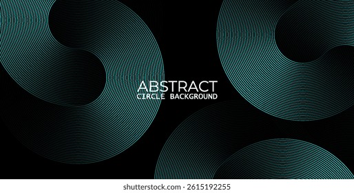 Abstract Teal Green Circular and Wavy Line Pattern on Dark Background - Ideal for Tech, Data, and Networking Themes