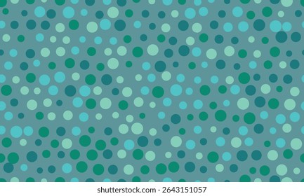 Abstract teal and green polka dot pattern.  Seamless design perfect for backgrounds, textiles, or playful branding.  Evokes feelings of calm, nature, and subtle energy.