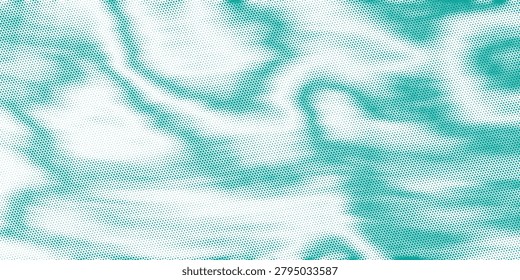 Abstract Teal Halftone Wave Texture Background With Dotted Fabric-Like Pattern For Design