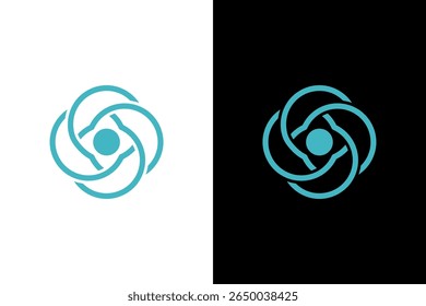 Abstract Teal Interlocking Circles Design