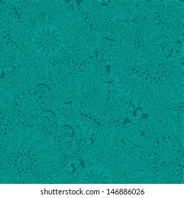 Abstract Teal Lacy Ornate Floral Doodle Backgrounds.