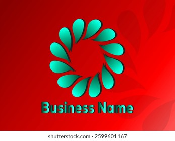 Abstract teal logo design on a red background. Perfect for business branding and identity.