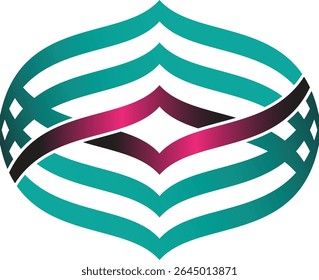 Abstract teal and magenta intertwined design with a modern aesthetic.