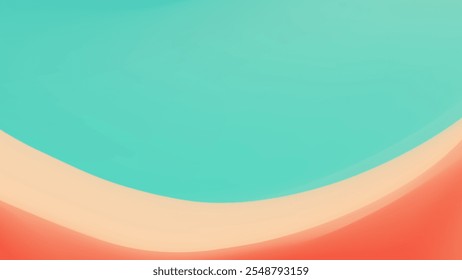 Abstract Teal Peach Coral Gradient Background Design Waves