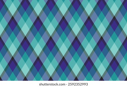 Abstract teal and purple diagonal plaid pattern.  Perfect for textile design, website backgrounds, or modern branding. This repeating geometric texture offers a stylish and sophisticated aesthetic.