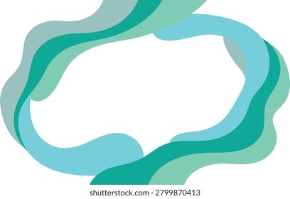 Abstract teal ribbon frame with flowing loops for modern graphic design and branding