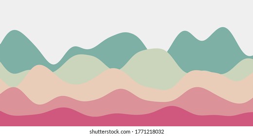 Abstract teal and rose hills background. Colorful waves captivating vector illustration.