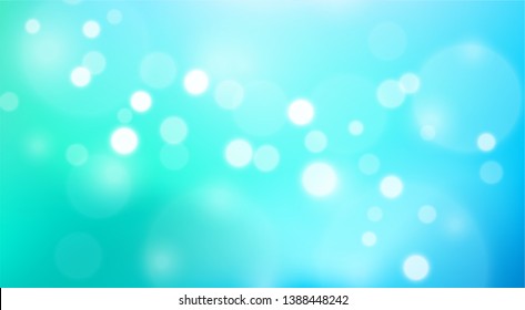 Abstract Teal soft gradient background with bokeh effect. Blurred turquoise smooth nature backdrop. Vector illustration for your graphic design, banner, wallpapers, poster, card