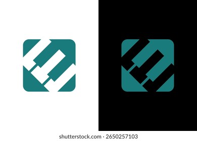 Abstract Teal Square Logo Design Element