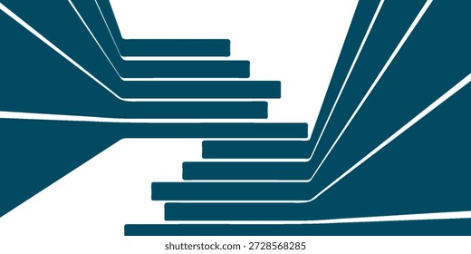 Escadaria Teal: Geométrica, Repetindo Passos Criar Profundidade, Equilíbrio, e Design de Interior Moderno