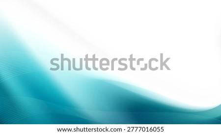 Abstract Teal Wave Background with White Copy Space