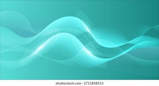 Diseño Abstractas De La Onda Del Teal Con Las Cintas Suaves De La Turquesa Y El Patrón Fluido Del Fondo Del Movimiento