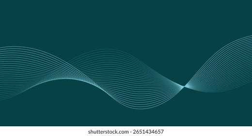 Abstract Teal Wave Lines Composition