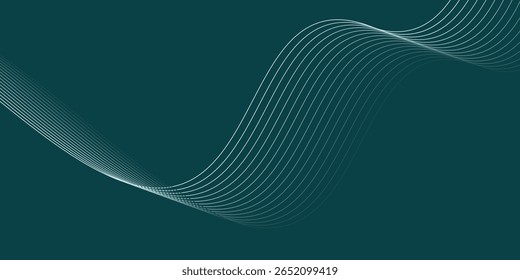 Abstract Teal Wave Lines Composition. background green wave technology vector eps10