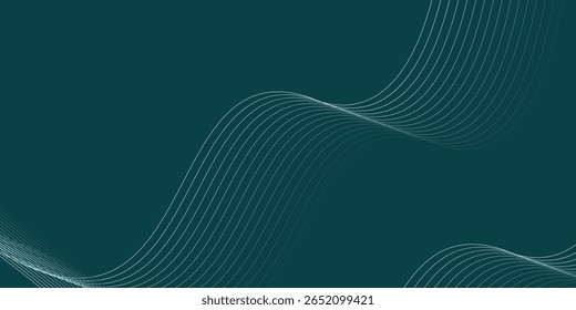 Abstract Teal Wave Lines Composition. background green wave technology vector eps10