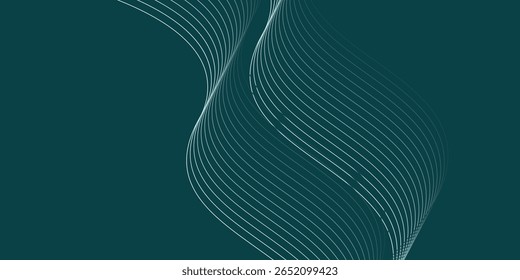 Abstract Teal Wave Lines Composition. background green wave technology vector eps10
