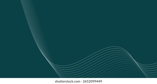 Abstract Teal Wave Lines Composition. background green wave technology vector eps10