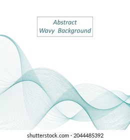 Abstract  teal wave swirl isolated on white background. Dynamic wave swoosh movement, modern trendy design for banner or poster. Color flow, blend curve lines. Vector illustration