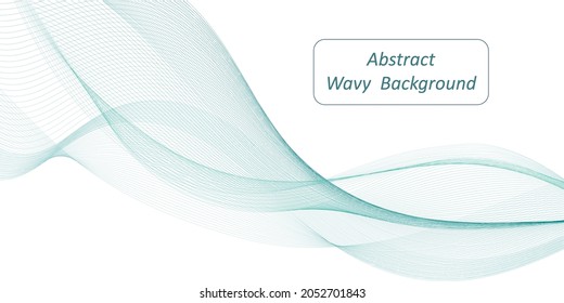 Abstract  teal wave swirl swoosh isolated on white background. Dynamic wave swoosh movement, modern trendy design for banner or poster. Color flow, blend curve lines. Vector illustration