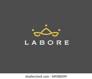 Abstract team company logo icon vector design. Elegant crown premium symbol. Unique partners logotype sign mark