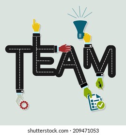 Abstract team word made out of office infrastructure 