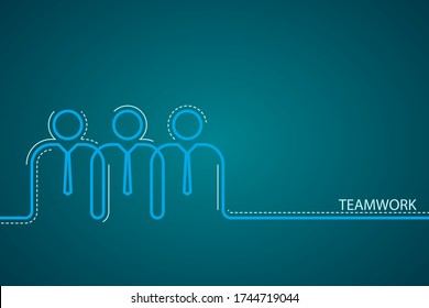 Abstract teamwork icon businessmen in line. Business concept vector background