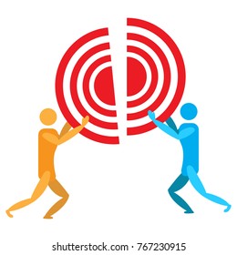 Abstract teamwork icon on a white background, Vector illustration