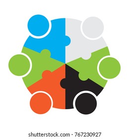 Abstract teamwork icon on a white background, Vector illustration